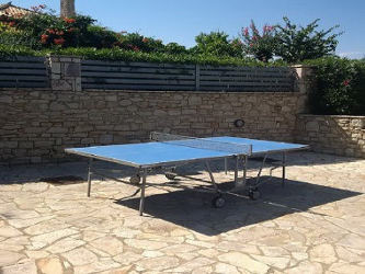 Table tennis ping pong in the garden at family friendly Villa Karinyon